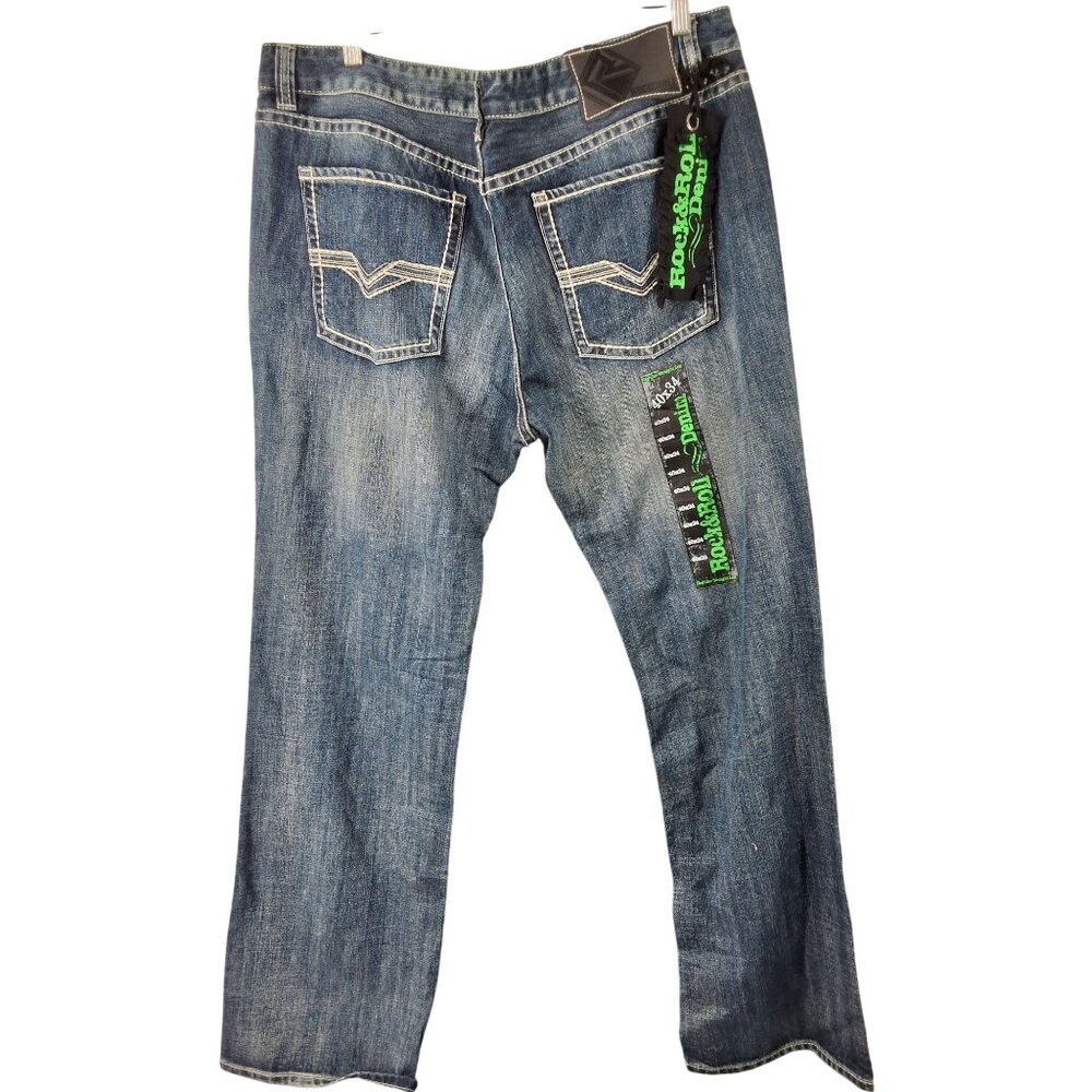 Rock & Roll Cowboy Denim Pistol Straight Jeans 40x34 Regular Straight Leg Blues‎